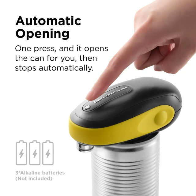 Alt view image 2 of 6 - One-To-Go Electric Can Opener, Yellow | One Touch, Auto Stop, Smooth Edge, Cordless Battery Operated, For Seniors with Arthritis