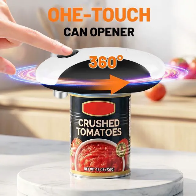 Alt view image 2 of 7 - Electric Can Opener, USB-C Rechargeable One Touch Hands Free Automatic Can Openers for Most Can Sizes Smooth Edge, Safe and Easy to Use for Seniors, Arthritis Sufferers, Kitchen and Camping