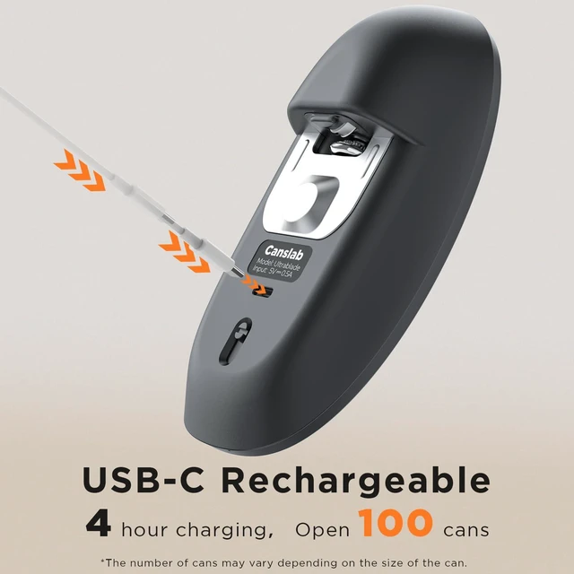 Alt view image 2 of 7 - Ultrablade SE Electric Can Opener, USB-C Rechargeable, Smooth Edge | Cordless Automatic Can Opener for Kitchen for Seniors with Arthritis, Battery Powered Handheld, for Small or Large Cans,Black