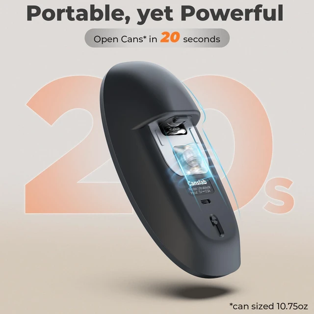 Alt view image 3 of 7 - Ultrablade SE Electric Can Opener, USB-C Rechargeable, Smooth Edge | Cordless Automatic Can Opener for Kitchen for Seniors with Arthritis, Battery Powered Handheld, for Small or Large Cans,Black