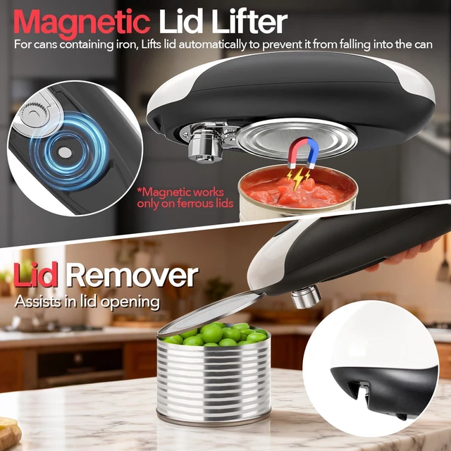 Alt view image 6 of 7 - Rechargeable Electric Can Opener, USB-C Smooth Edge Cutter | USB-C Automatic Can Opener, Fits for Most Cans, Friendly for Seniors, Includes Storage Bag
