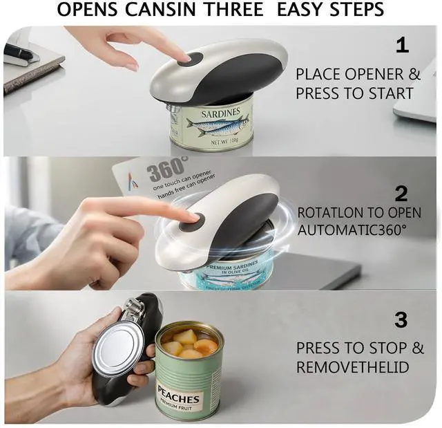 Alt view image 3 of 7 - Electric Can Opener, USB-C Rechargeable Automatic Can Opener with Smooth Edge, One-Touch Operation, Magnetic Lid Hold, Easy Kitchen Gadget for Seniors, Fits Most Can Sizes