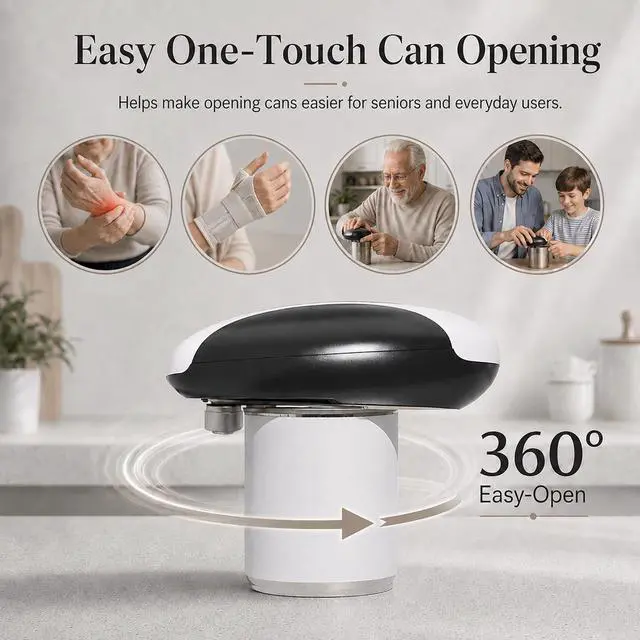 Alt view image 5 of 7 - Electric Can Opener, USB-C Rechargeable Automatic Can Opener with Smooth Edge, One-Touch Operation, Magnetic Lid Hold, Easy Kitchen Gadget for Seniors, Fits Most Can Sizes