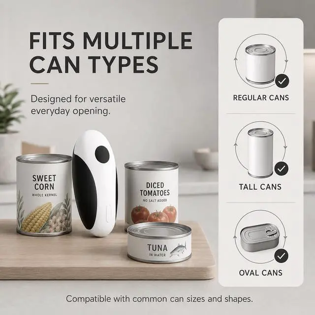Alt view image 6 of 7 - Electric Can Opener, USB-C Rechargeable Automatic Can Opener with Smooth Edge, One-Touch Operation, Magnetic Lid Hold, Easy Kitchen Gadget for Seniors, Fits Most Can Sizes