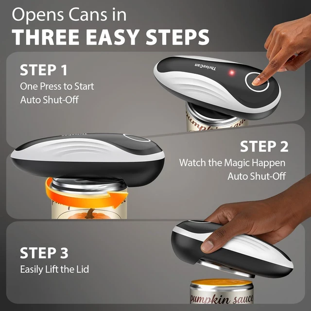 Alt view image 5 of 7 - Can Opener Electric, Rechargeable One Press Automatic Can Opener, Side Cut Smooth Edge Hands Free, Fits All Can Sizes, Safe Kitchen Gadget Easy Use Tool for Seniors with Arthritis, Quick Open (Black)