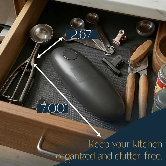Alt view image 5 of 6 - Electric Can Opener Automatic One Touch Hands Free Can Opener for Seniors, Battery Operated Cordless, Smooth Edge Safety, Handheld Stainless Steel Blade, Open Any Size Can, Black