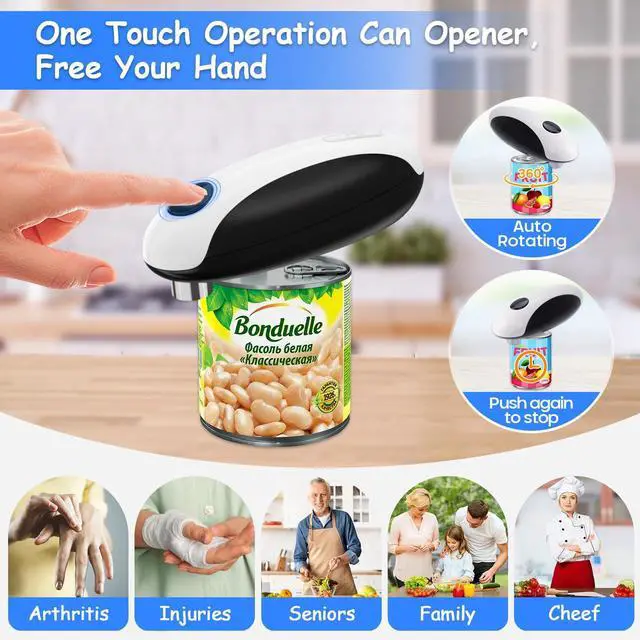 Alt view image 2 of 7 - Electric Can Opener, Can Opener Electric Fits All Can Sizes, One Touch USB Rechargeable Electric Can Opener for Kitchen and Seniors with Arthritis, Chef, Automatic Can Opener, Portable Kitchen Gadgets