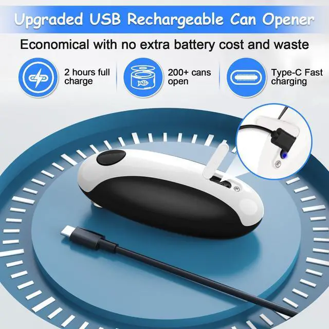 Alt view image 4 of 7 - Electric Can Opener, Can Opener Electric Fits All Can Sizes, One Touch USB Rechargeable Electric Can Opener for Kitchen and Seniors with Arthritis, Chef, Automatic Can Opener, Portable Kitchen Gadgets