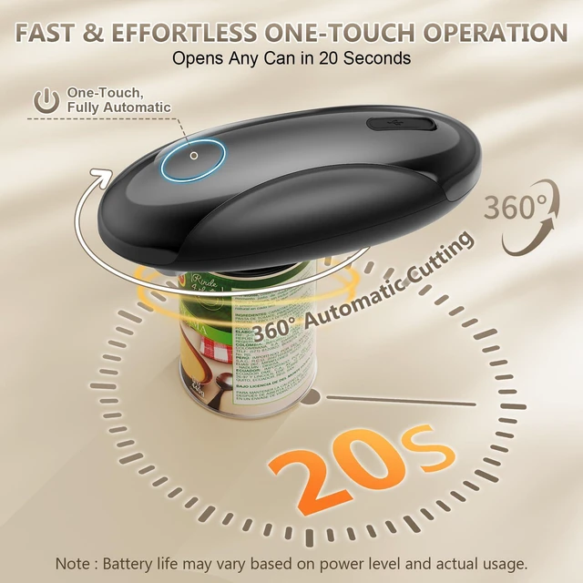 Alt view image 3 of 7 - Electric Can Opener, Fast One-Touch Automatic Rechargeable Can Opener for Smooth Edge Safe Fast Opening, Fits All Cans, Hands-Free Operation, Gift Ideal for Seniors Arthritis Kitchen Gadget