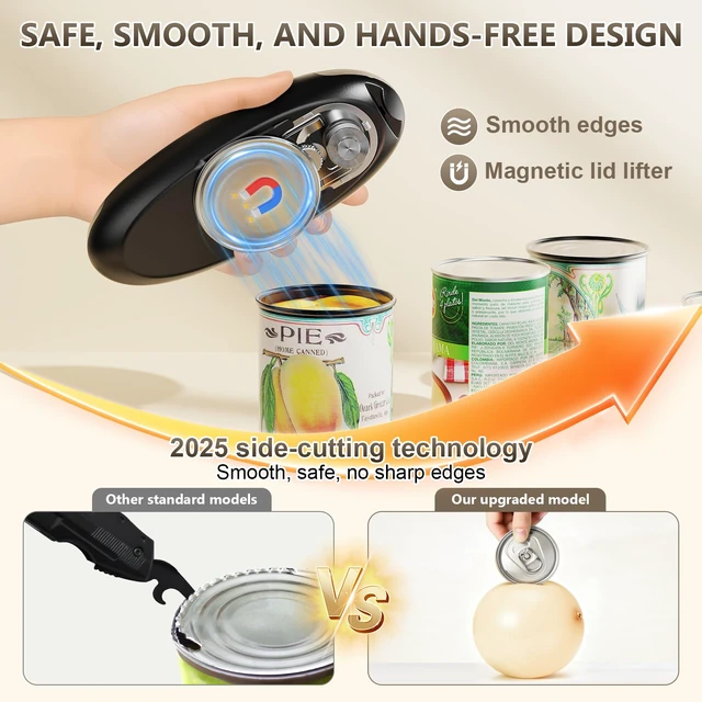 Alt view image 2 of 7 - Electric Can Opener, Fast One-Touch Automatic Rechargeable Can Opener for Smooth Edge Safe Fast Opening, Fits All Cans, Hands-Free Operation, Gift Ideal for Seniors Arthritis Kitchen Gadget