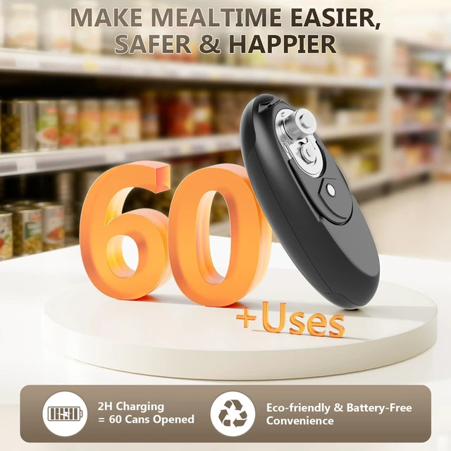 Alt view image 5 of 7 - Electric Can Opener, Fast One-Touch Automatic Rechargeable Can Opener for Smooth Edge Safe Fast Opening, Fits All Cans, Hands-Free Operation, Gift Ideal for Seniors Arthritis Kitchen Gadget