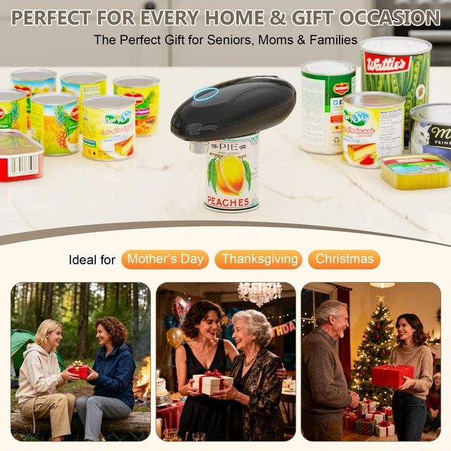 Alt view image 7 of 7 - Electric Can Opener, Fast One-Touch Automatic Rechargeable Can Opener for Smooth Edge Safe Fast Opening, Fits All Cans, Hands-Free Operation, Gift Ideal for Seniors Arthritis Kitchen Gadget