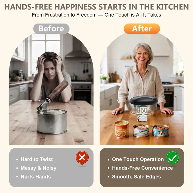 Alt view image 6 of 7 - Electric Can Opener, Fast One-Touch Automatic Rechargeable Can Opener for Smooth Edge Safe Fast Opening, Fits All Cans, Hands-Free Operation, Gift Ideal for Seniors Arthritis Kitchen Gadget