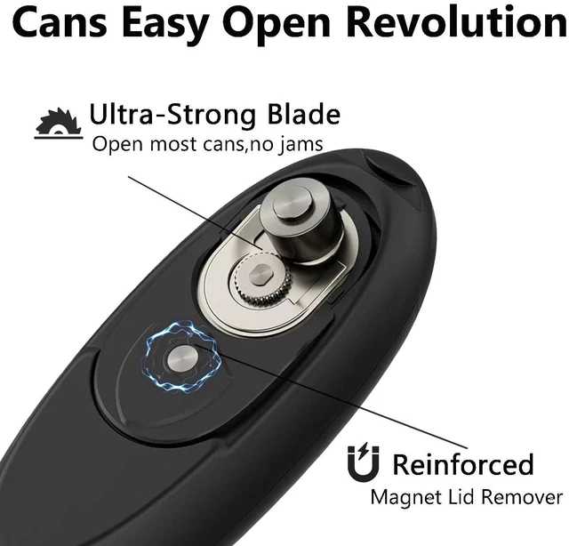 Alt view image 2 of 7 - Automatic Electric Can Opener for Seniors for Kitchen:Anyone can Hands Free,One Touch Opener,Durable Blades,Rechargeable, Smooth Edge, Lightweight Small Size, Black (Black)