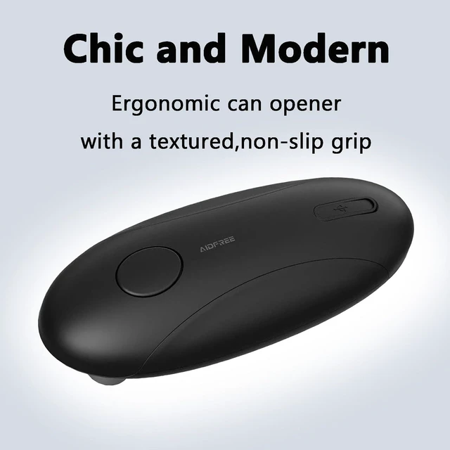 Alt view image 7 of 7 - Automatic Electric Can Opener for Seniors for Kitchen:Anyone can Hands Free,One Touch Opener,Durable Blades,Rechargeable, Smooth Edge, Lightweight Small Size, Black (Black)
