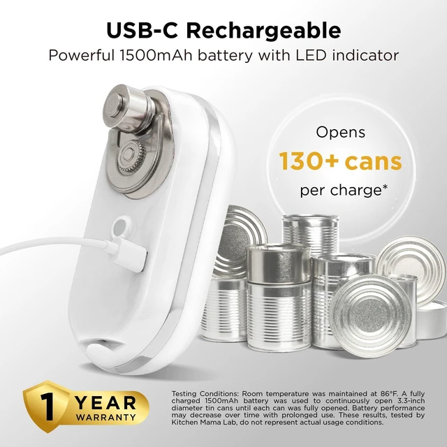 Alt view image 4 of 6 - Mini Plus Rechargeable Electric Can Opener, White | USB-C Charging, Hands-Free Auto Stop, Cordless Smooth Edge, Compact for Travel, Perfect for Seniors with Arthritis