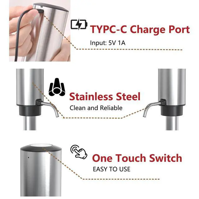 Alt view image 7 of 7 - 4-in-1,Premium,Rechargeable Wine Opener,Aerating Pourer,Stopper,Foil Cutter