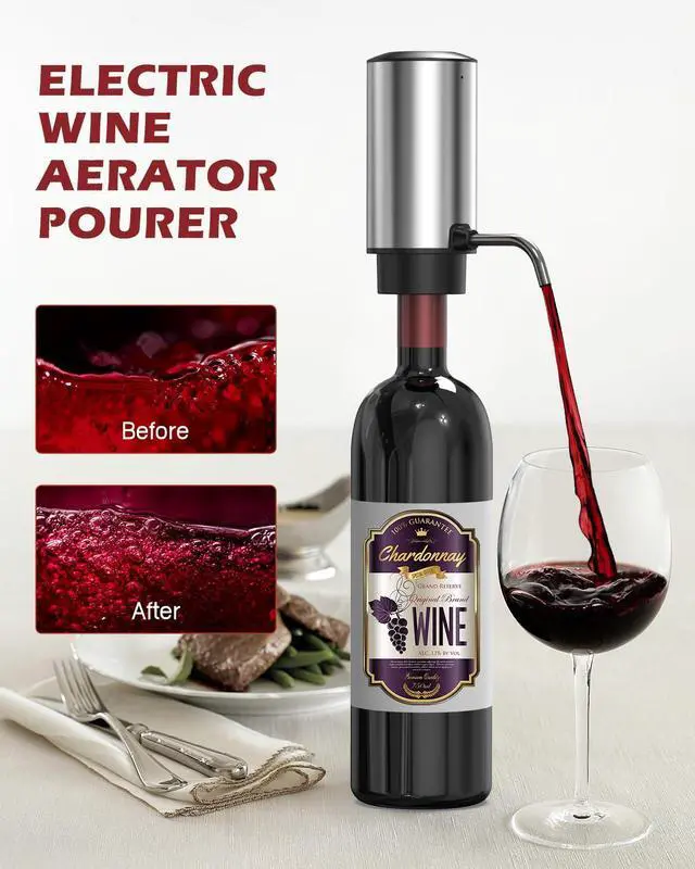 Alt view image 3 of 7 - Electric Wine Opener Set, Rechargeable & Cordless, for Wine Lovers