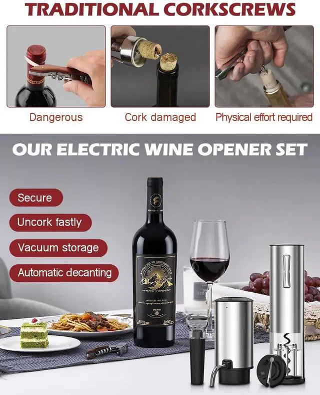 Alt view image 5 of 7 - Electric Wine Opener Set, Rechargeable & Cordless, for Wine Lovers
