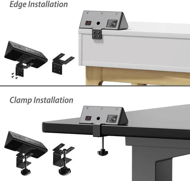 Alt view image 7 of 7 - Upgraded Version Edge Mount Power Strip with USB-C Ports Tabletop Surge Protector Desk Clamp Power Sockets with 3 AC Outlets &4 Fast Charging USB Ports for Home Office Hotel Dormitory (Black - 1pack)