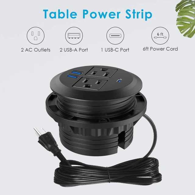 Alt view image 2 of 6 - Recessed Power Grommet with AC Outlets, 20W USB-C,Flush-Mount,Black 3inch Hole Flush-Mount for Desktop,Workspace Essential Desk Outlet,ETL Listed