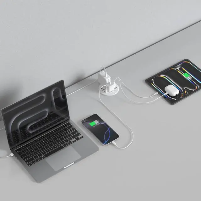 Alt view image 6 of 7 - 3.15 inch Desktop Power Grommet,40W USB Recessed Outlet