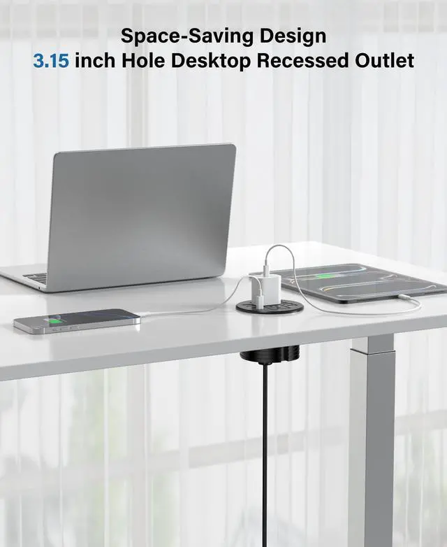 Alt view image 3 of 7 - 3.15 inch Desktop Power Grommet,40W USB Recessed Outlet