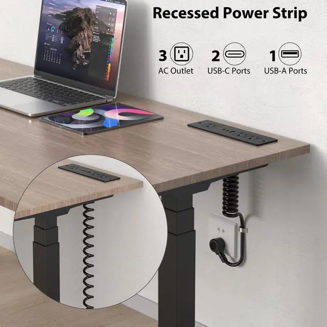 Alt view image 2 of 7 - Drawer Outlet kit, Furniture Recessed Power Strip ETL Listed. Black | Flush Mount Charging Station with (3) PD 20W USB Ports & (3) 15A Plug for Cabinet in Desk Electrical Outlet