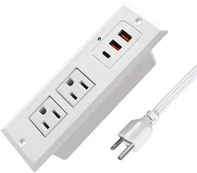 Main image of Recessed Power Strip with 20W USB-C Desktop Charge Station with 3 Fast Charging USB Ports Flush Mount Furniture Outlet for Conference Table Nightstand Cabinet, ETL Certified