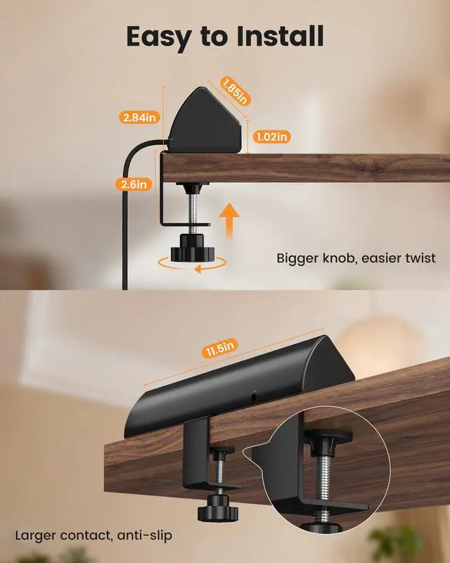 Alt view image 7 of 7 - Desk Clamp Power Strip with 5 Outlets, 4 PD 20W USB-C & 2 USB-A Ports, 40W Total Fast Charging Station, 900J Surge Protector, Fit 1.97 in Desk Edge Mount, 45° Flag Plug, 6 ft Extension Cord