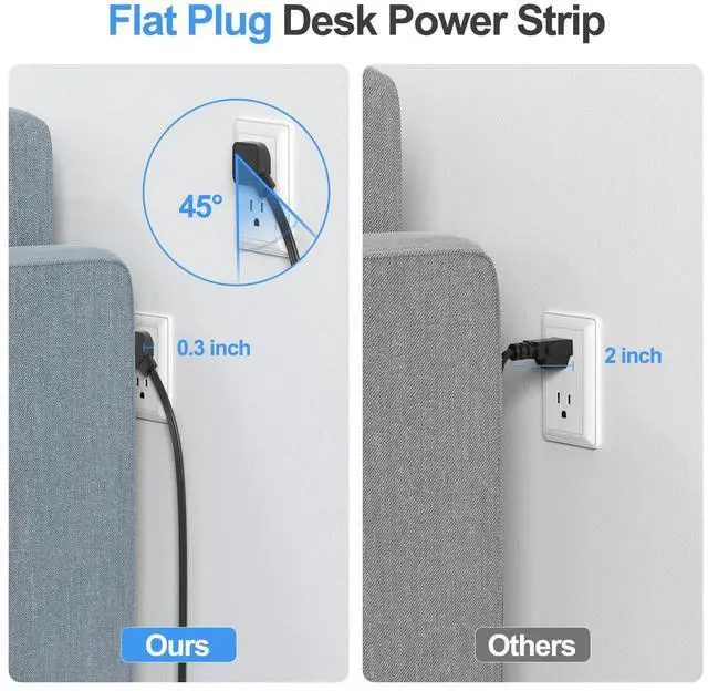 Alt view image 7 of 7 - Desk Clamp Power Strip, Edge Mount, 10 AC Outlets 4 USB Ports