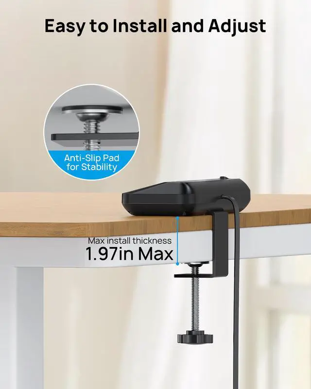 Alt view image 5 of 6 - 20W USB C Desk Clamp Power Strip - 1700J Surge Protector with 6 Outlets, Desktop Edge Mount Extension Cord, Fit 1.97" Tabletop, 10FT Flat Plug for Teacher Must Haves, Office, ETL List, Black