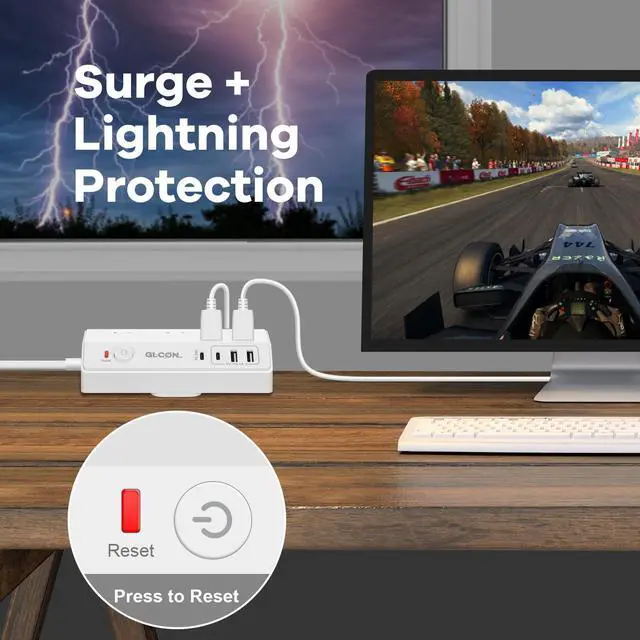 Alt view image 6 of 7 - Desk Clamp Power Strip USB C 20W PD - Removable Surge Protector with 4 Outlet 4 USB Ports - Multi Outlet Plug Edge Mount Desktop Power Station Charging Hub - Home Office Desk Men Women Accessories