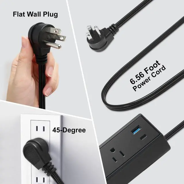 Alt view image 6 of 7 - Desk Clamp Power Strip with USB C 40W Fast Charge 4 USB Ports 3 AC Outlets (Black)