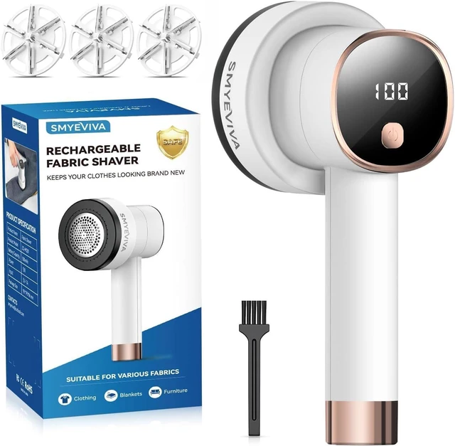 Main image of Rechargeable Fabric Shaver for Clothes: 6-Leaf Blades & 3 Speeds to Remove Pilling, Fuzz & Lint Balls - with LED Display, Portable Electric Lint Remover for Sweater, Couch, Blanket, Furniture