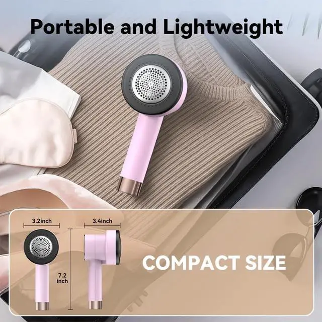 Alt view image 6 of 7 - Rechargeable Fabric Shaver for Clothes: 6-Leaf Blades & 3 Speeds to Remove Pilling, Fuzz & Lint Balls - with LED Display, Portable Electric Lint Remover for Sweater, Couch, Blanket, Furniture