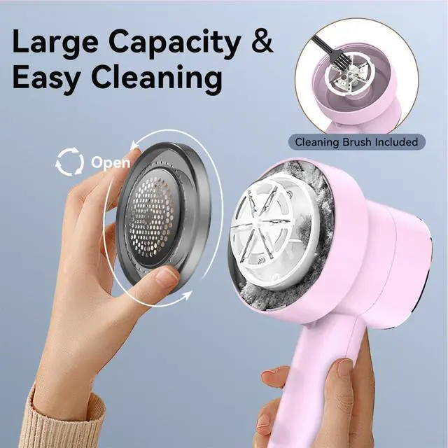 Alt view image 7 of 7 - Rechargeable Fabric Shaver for Clothes: 6-Leaf Blades & 3 Speeds to Remove Pilling, Fuzz & Lint Balls - with LED Display, Portable Electric Lint Remover for Sweater, Couch, Blanket, Furniture