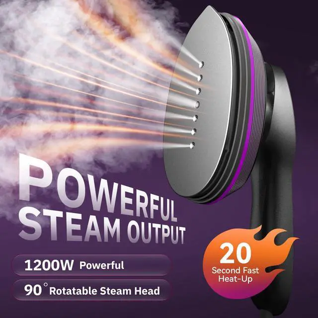 Alt view image 4 of 7 - 2-in-1 Steamer & Iron for Clothes, 120V Handheld Clothes Steamer Iron, 1200W Fast Heat in 20s, Quick Wrinkle Removal 10 Adjustable Levels for Delicate to Thick Fabrics - RosePink