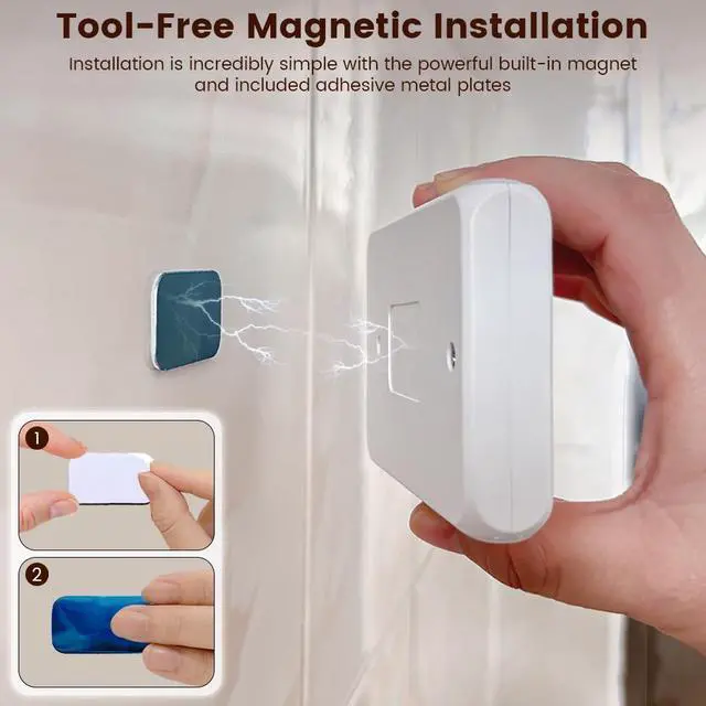 Alt view image 3 of 5 - 4 Pack Rechargeable Motion Sensor Night Lights, RGB & Warm White Stair Lights with Magnetic Mount, Wireless Indoor Lights for Stairs, Hallway, Bathroom, Closet & Cabinet