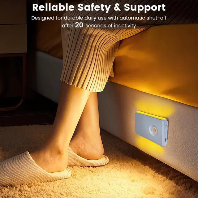 Alt view image 4 of 5 - 4 Pack Rechargeable Motion Sensor Night Lights, RGB & Warm White Stair Lights with Magnetic Mount, Wireless Indoor Lights for Stairs, Hallway, Bathroom, Closet & Cabinet