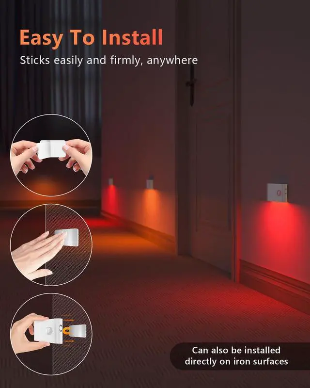 Alt view image 7 of 7 - Stair Lights Indoor, RGB & Warm White Motion Sensor Night Light, Color Changing Motion Sensor Light Indoor, Rechargeable Night Light for Stair,Hallway,Bathroom,Cabinet,Closet,Kitchen,6 Pack
