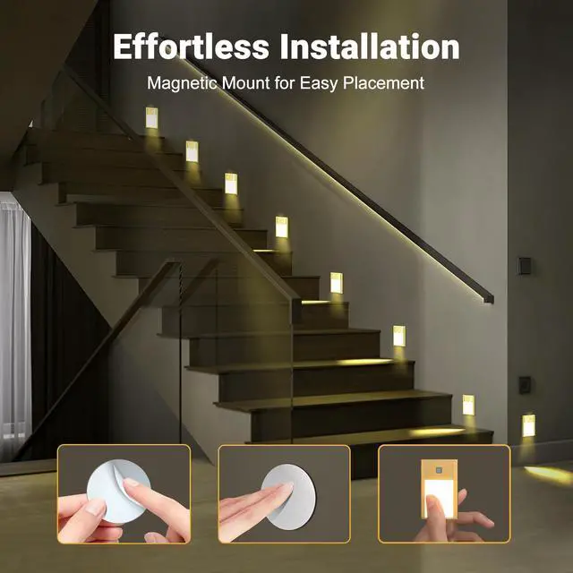 Alt view image 6 of 7 - Rechargeable Motion Sensor Night Light, 4-Pack Gold, 3000K