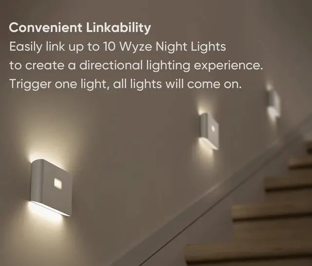Alt view image 3 of 7 - Rechargeable Night Lights with Dusk to Dawn & Motion Sensors, Warm & Soft White Stair Lights for Bathroom, Hallway, Linkable, Magnetic Mount, 3 Pack