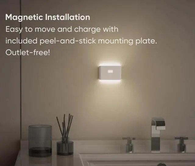 Alt view image 6 of 7 - Rechargeable Night Lights with Dusk to Dawn & Motion Sensors, Warm & Soft White Stair Lights for Bathroom, Hallway, Linkable, Magnetic Mount, 3 Pack