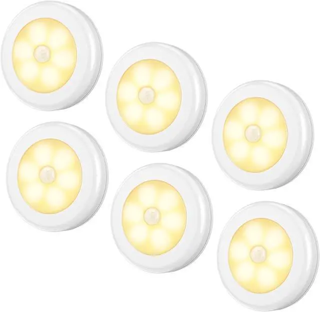 Main image of Upgraded 3.15 Motion Sensor Light Indoor, Cordless Battery Powered Stick on LED Night Lights for Closet, Stair, Under Cabinet, Hallway, Kitchen (Warm White - Pack of 6)