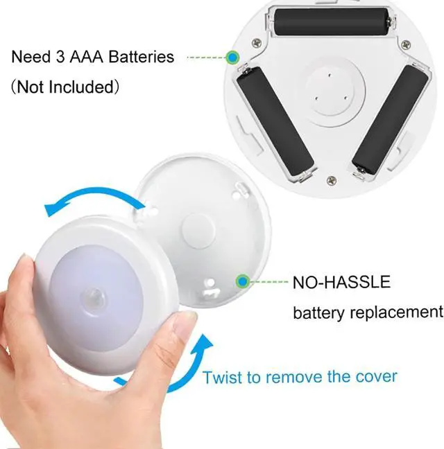 Alt view image 5 of 7 - Upgraded 3.15 Motion Sensor Light Indoor, Cordless Battery Powered Stick on LED Night Lights for Closet, Stair, Under Cabinet, Hallway, Kitchen (Warm White - Pack of 6)