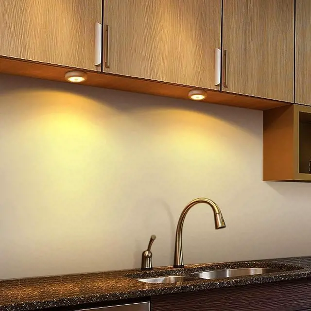 Alt view image 7 of 7 - Upgraded 3.15 Motion Sensor Light Indoor, Cordless Battery Powered Stick on LED Night Lights for Closet, Stair, Under Cabinet, Hallway, Kitchen (Warm White - Pack of 6)