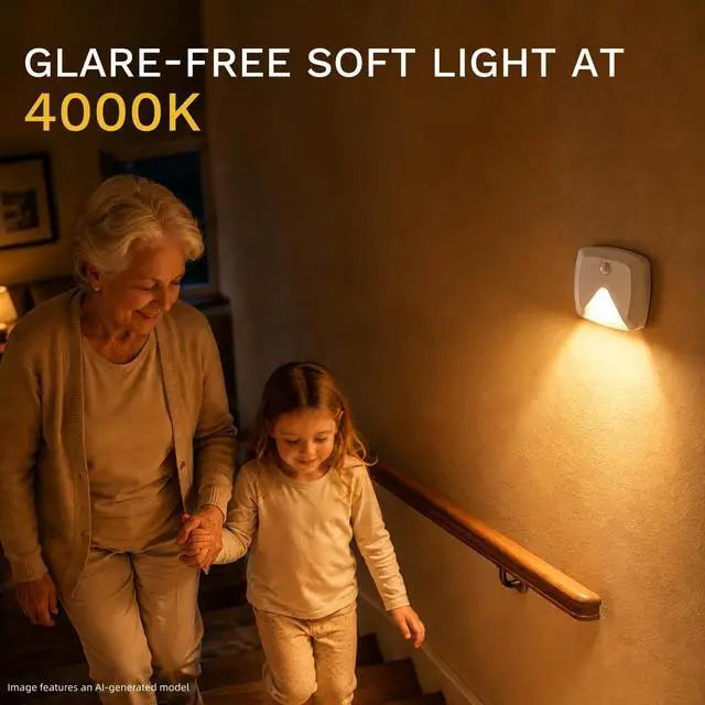 Alt view image 5 of 7 - 6-Pack Stick-on Motion Sensor Lights, Warm White LED Night Light, Stick-Anywhere Stair Lights, Closet Light, Battery Operated Wall Light for Kitchen, Hallway, Bedroom, Bathroom, Stairs