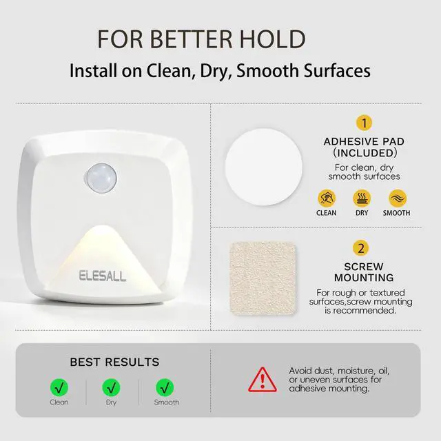 Alt view image 7 of 7 - 6-Pack Stick-on Motion Sensor Lights, Warm White LED Night Light, Stick-Anywhere Stair Lights, Closet Light, Battery Operated Wall Light for Kitchen, Hallway, Bedroom, Bathroom, Stairs