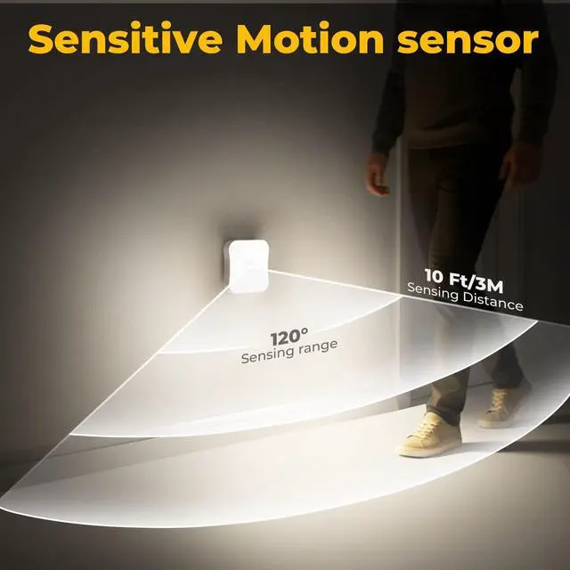 Alt view image 2 of 7 - Rechargeable Motion Sensor Light Indoor Stair Lights Rechargeable Battery Night Light Stick On Magnetic Motion Lights for Stair, Step, Hallway, Closet, Cabinet, Bathroom, Cool White, 4 Pack